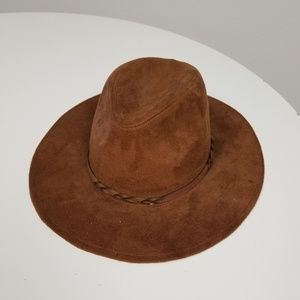 Brown Suede Braided Hat